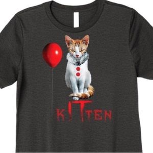Women’s Tshirt, Clown Kitten, Size Large, Heather Gray, "IT" Movie Spoof